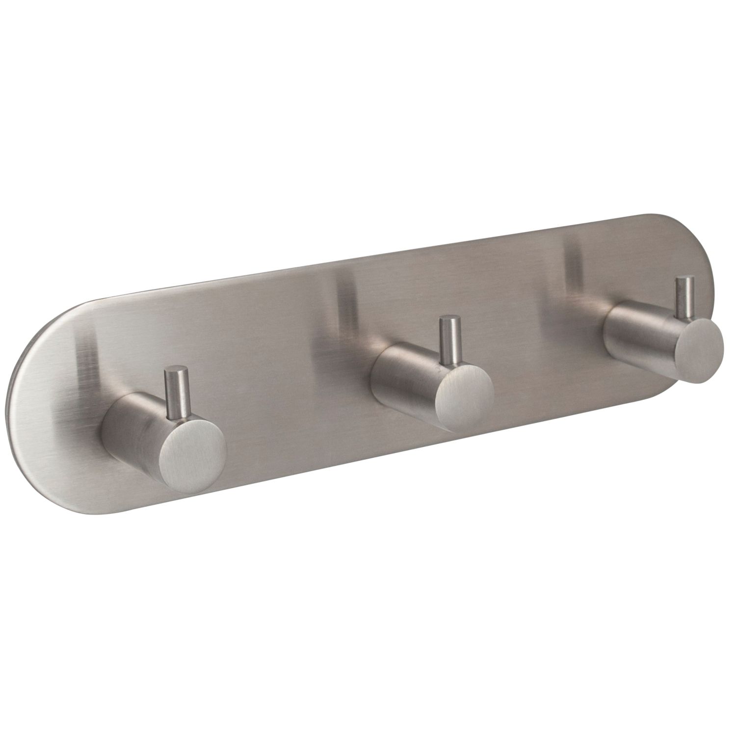Eclipse 3-Hook Straight Clothes Rail Satin Stainless Steel 192mm x 48mm (5258P)