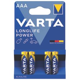 Varta Longlife Power AAA 1.5V Alkaline High Energy Batteries 4 Pack