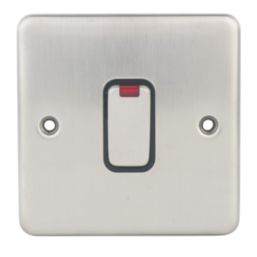 Hager Sollysta WRDP84NBSB 20A 1-Gang 2P+E Control Switch White with LED with Black Inserts