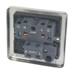 Hager Sollysta WRDP84NBSB 20A 1-Gang 2P+E Control Switch White with LED with Black Inserts