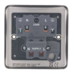 Hager Sollysta WRDP84NBSB 20A 1-Gang 2P+E Control Switch White with LED with Black Inserts