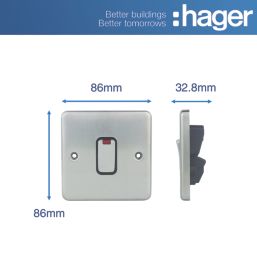 Hager Sollysta WRDP84NBSB 20A 1-Gang 2P+E Control Switch White with LED with Black Inserts
