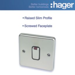 Hager Sollysta WRDP84NBSB 20A 1-Gang 2P+E Control Switch White with LED with Black Inserts