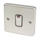 Hager Sollysta WRDP84NBSB 20A 1-Gang 2P+E Control Switch White with LED with Black Inserts