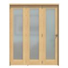 Green & Taylor  3-Door 1-Frosted Light Unfinished Oak Wooden Shaker Internal Bi-Fold Door 2060mm x 1674mm