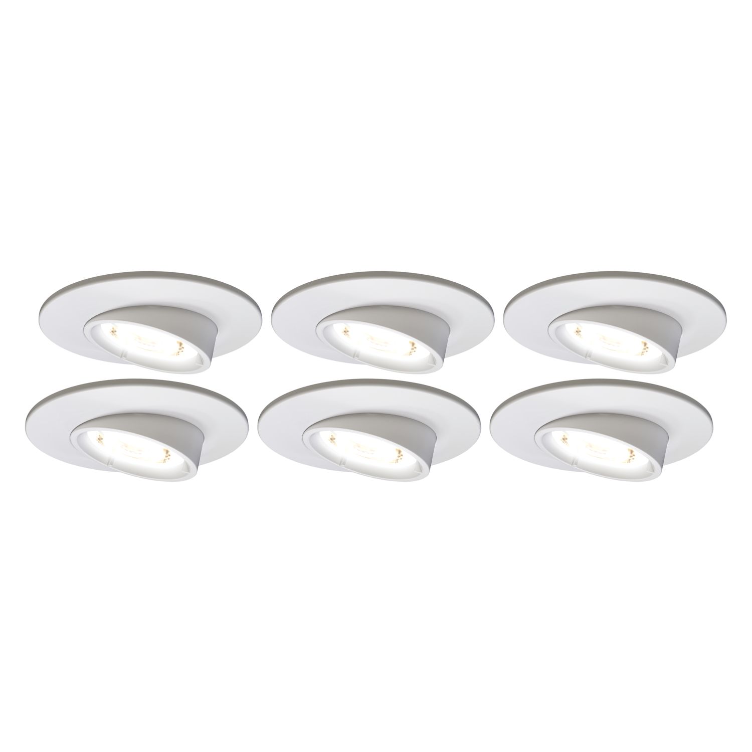 4lite Tilt Fire Rated GU10 Downlights Matt White 6 Pack (525GG)