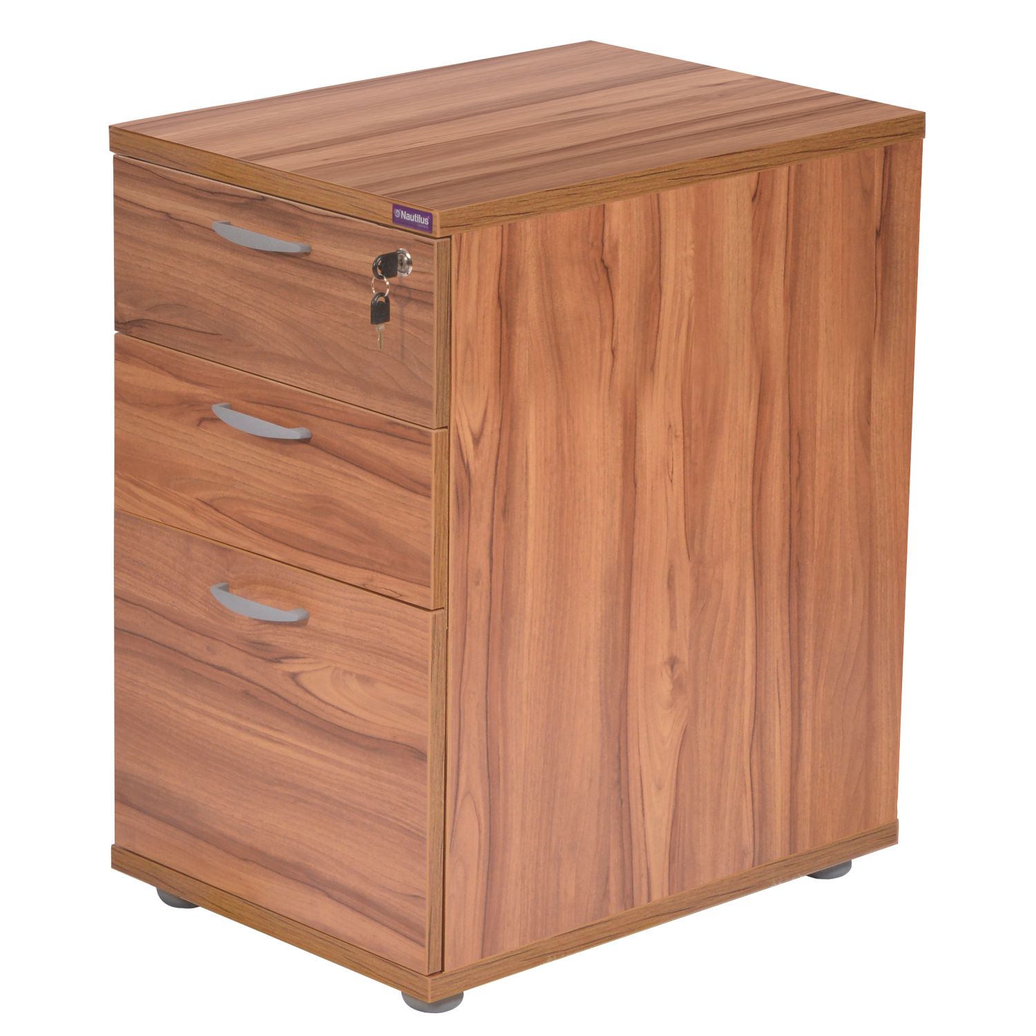 Nautilus Designs Aspire 3-Drawer Desk High Pedestal Walnut 430mm x 800mm x 730mm (525PK)