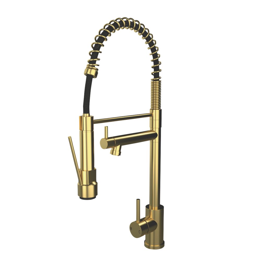 ETAL Windsor Multi-Use Spray Mixer Tap Brushed Brass | Pull Out Kitchen ...