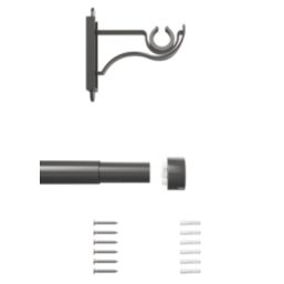Rothley Polished Gunmetal Extendable Curtain Pole w/ Stud Finials 28mm x 165-300cm