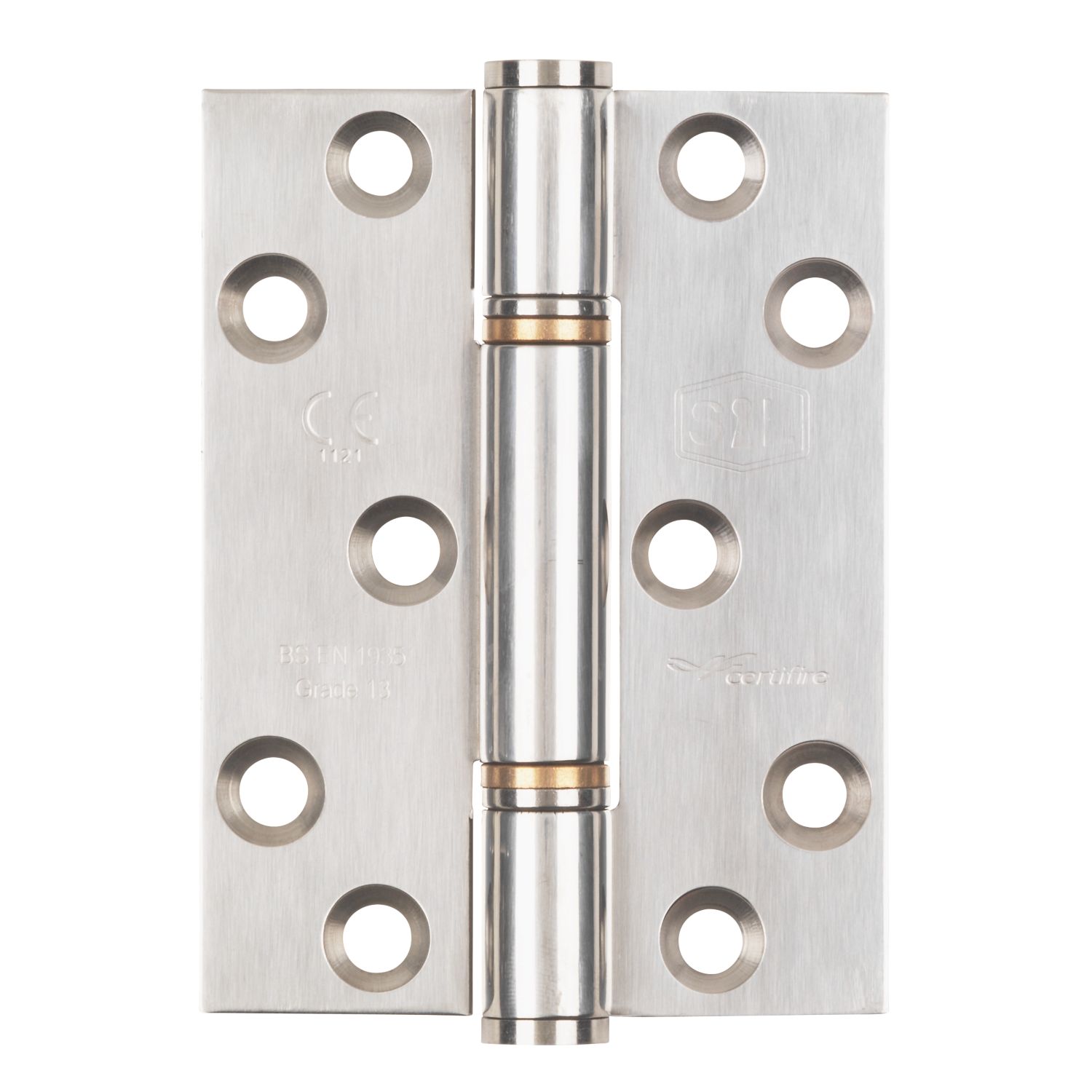 Smith & Locke Polished Stainless Steel Grade 13 Fire Rated Thrust Hinge 102mm x 76mm 2 Pack (5263J)