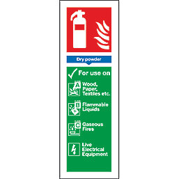 Non Photoluminescent Dry Powder Extinguisher ID Signs 300mm x 100mm 100 Pack
