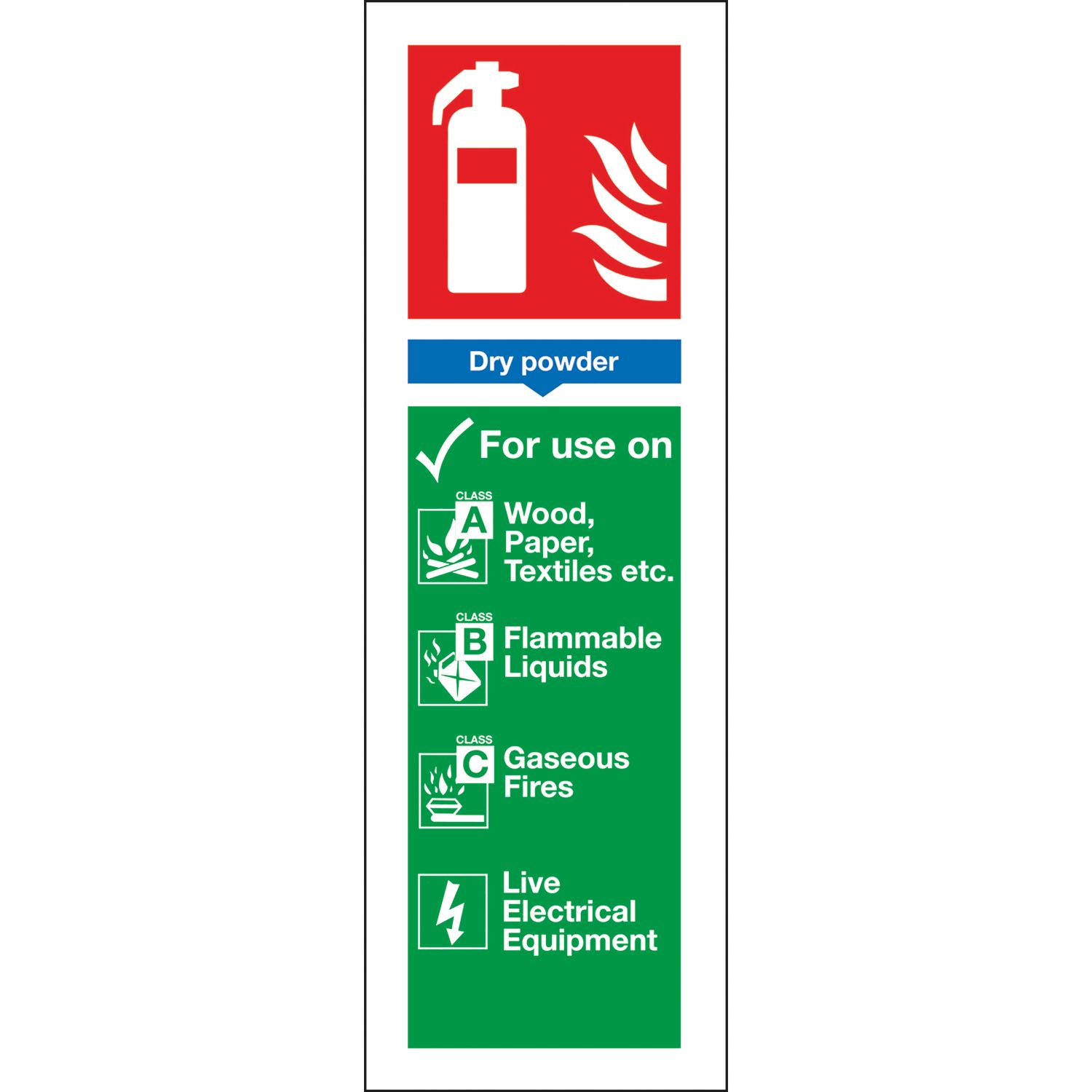 Essentials Non Photoluminescent Dry Powder Extinguisher ID Signs 300mm x 100mm 100 Pack (52675)