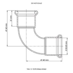 Flomasta  Copper Press-Fit Equal 90° M-Profile Elbows 22mm 10 Pack