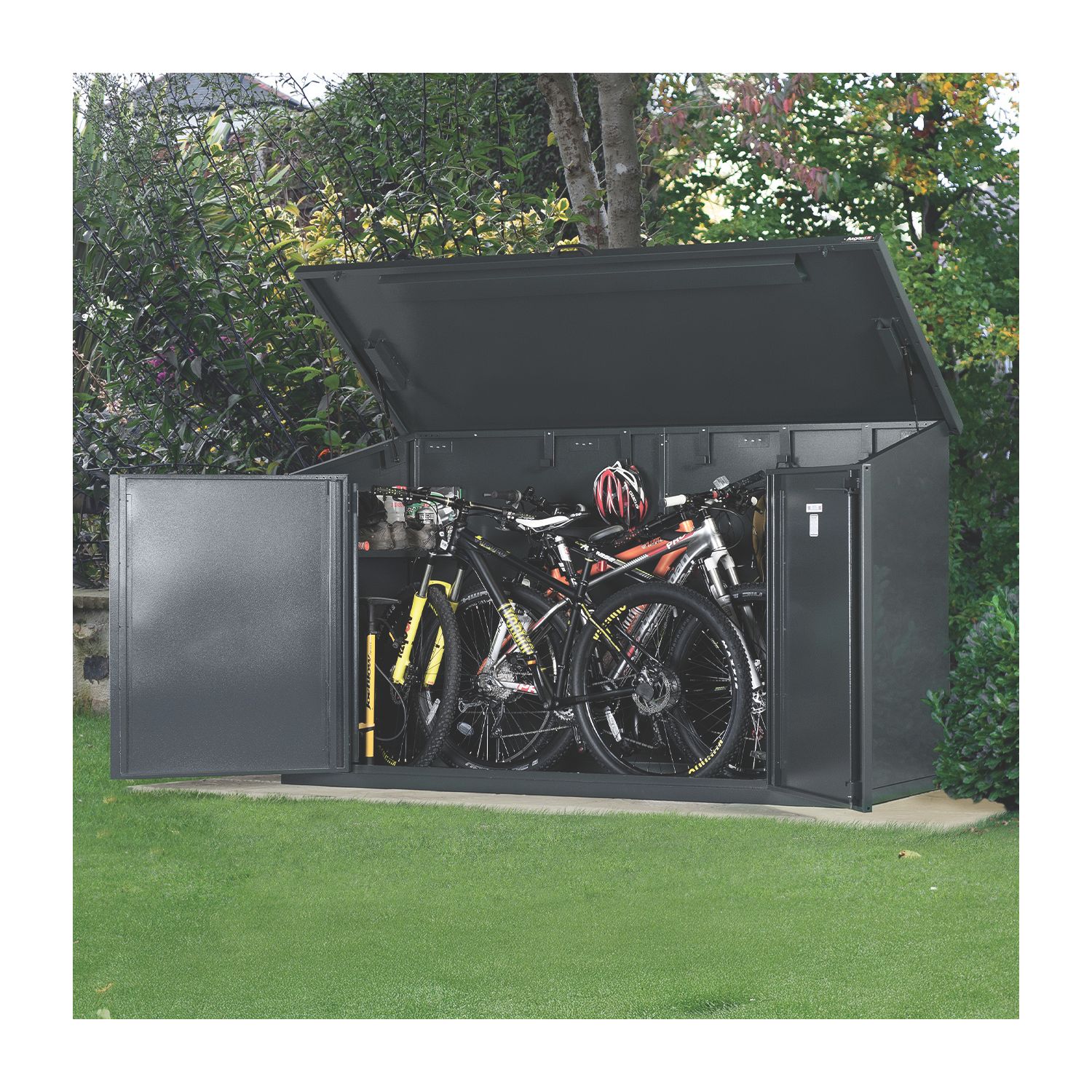 Asgard Max 7' x 3' (Nominal) Pent Metal Bike Store Grey (526AW)