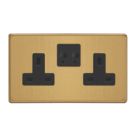 Varilight V-Pro  13A 2-Gang SP Switched Smart Socket  Brushed Brass with Black Inserts