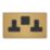 Varilight V-Pro  13A 2-Gang SP Switched Smart Socket  Brushed Brass with Black Inserts