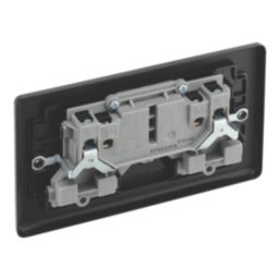 LAP  13A 2-Gang SP Switched Sockets Matt Black  with Black Inserts 5 Pack