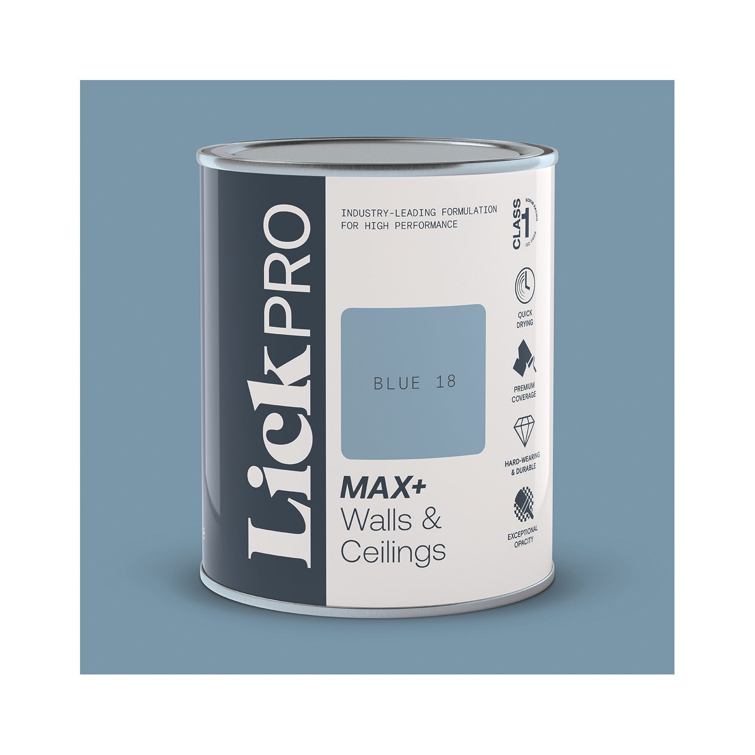 LickPro Max+ 1Ltr Blue 18 Matt Emulsion Paint (526TM)