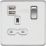 Knightsbridge  13A 1-Gang SP Switched Socket + 2.1A 12W 2-Outlet Type A USB Charger Polished Chrome with White Inserts