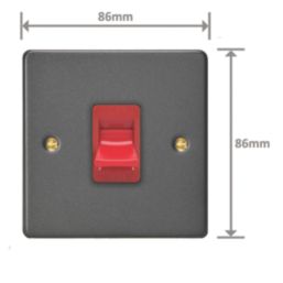 Varilight  45A 1-Gang 2-Pole Cooker Switch Graphite Grey