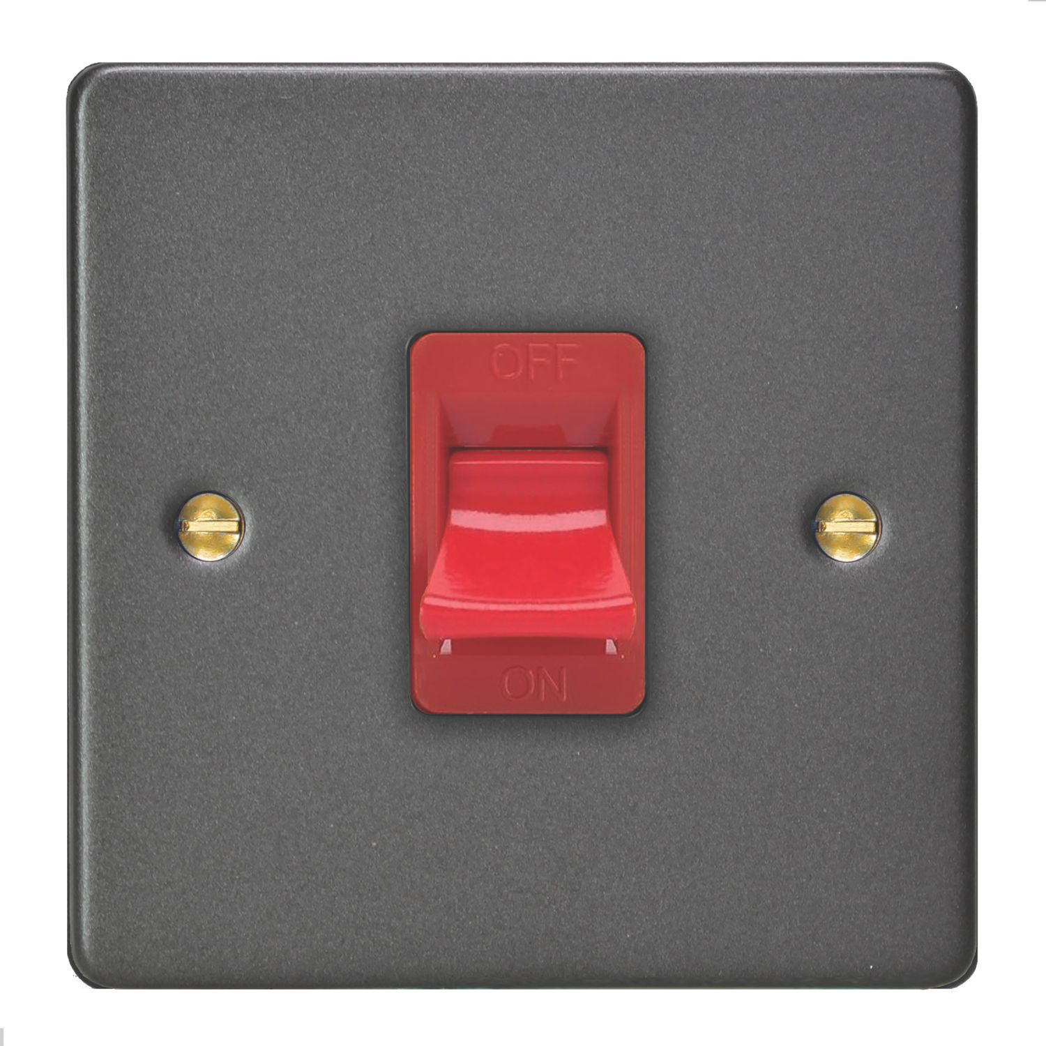 Varilight 45A 1-Gang 2-Pole Cooker Switch Graphite Grey (526YT)