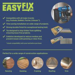 Easyfix Galvanised Straight Brad Nails 16ga x 38mm 2000 Pack