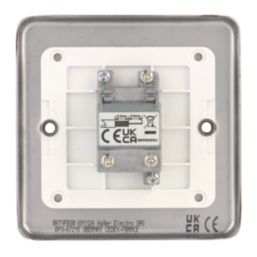 Hager Sollysta WRTVFBSW 1-Gang Coaxial TV Socket Brushed Steel with White Inserts