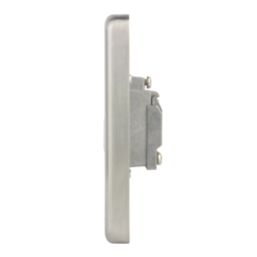 Hager Sollysta WRTVFBSW 1-Gang Coaxial TV Socket Brushed Steel with White Inserts