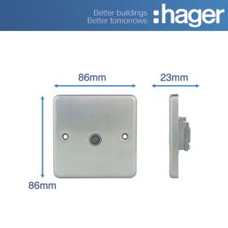Hager Sollysta WRTVFBSW 1-Gang Coaxial TV Socket Brushed Steel with White Inserts