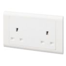 MK Essentials 13A 2-Gang Unswitched Unswitched sockets White