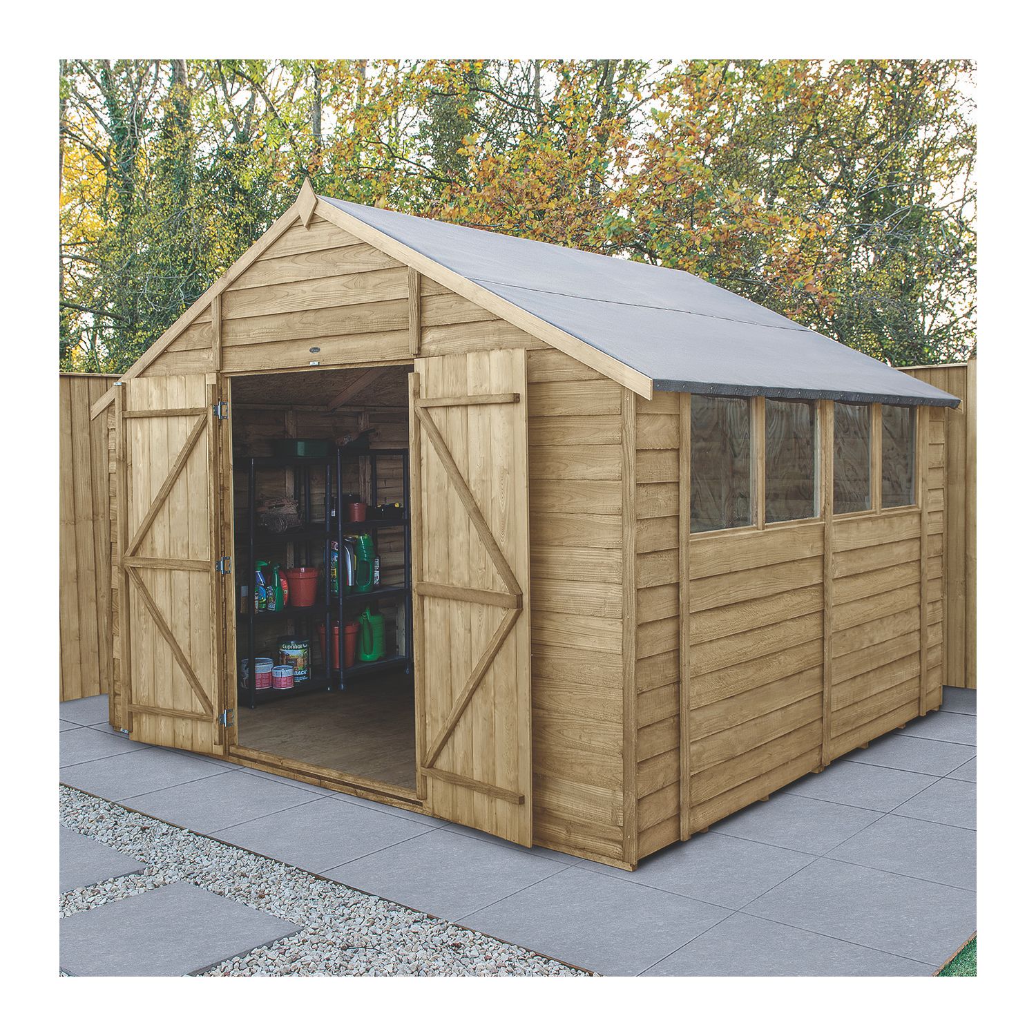 Forest 10' x 10' (Nominal) Apex Overlap Timber Shed with Assembly (527JR)