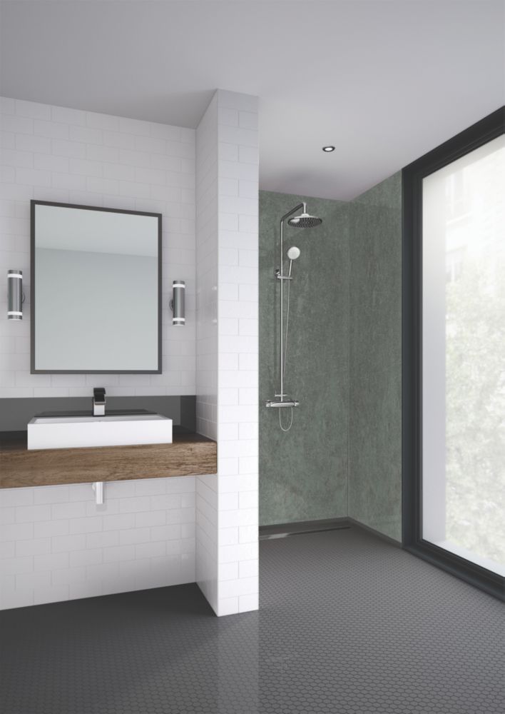 Splashwall Dark Stone Bathroom Wall Panel Matt Grey 585mm x 2420mm x 11mm