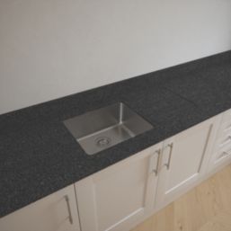 Metis  Black Kitchen Worktop with 1 Bowl Stainless Steel Sink 3050mm x 620mm x 15mm