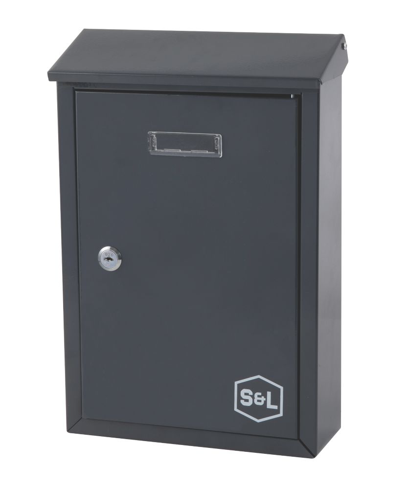 Smith & Locke Compact Post Box Grey Gloss Screwfix