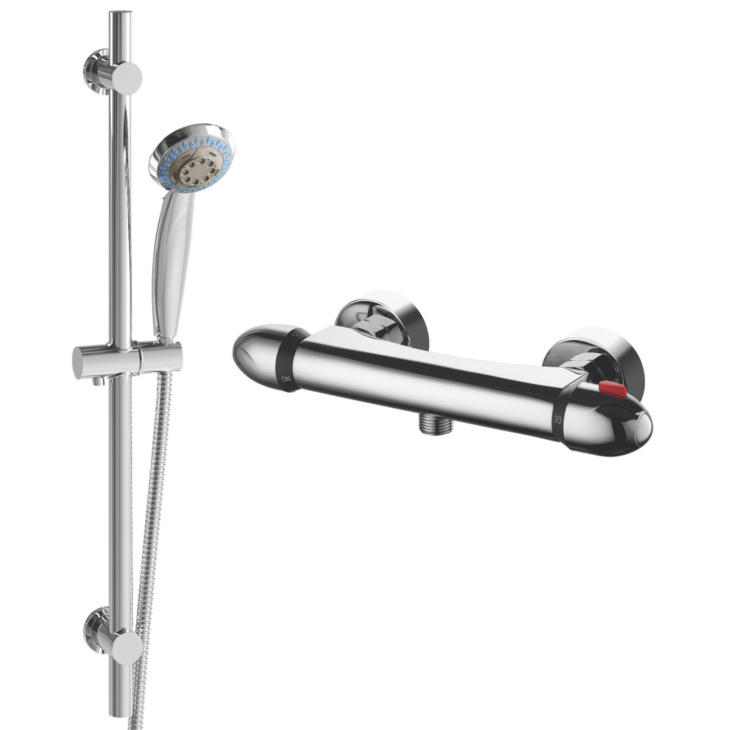 ETAL Squire Rear-Fed Exposed Polished Chrome Thermostatic Bar Mixer Shower (527RF)