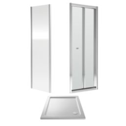 ETAL  Framed Square Bi-Fold Door Shower Enclosure & Tray  Chrome 790mm x 790mm x 1940mm