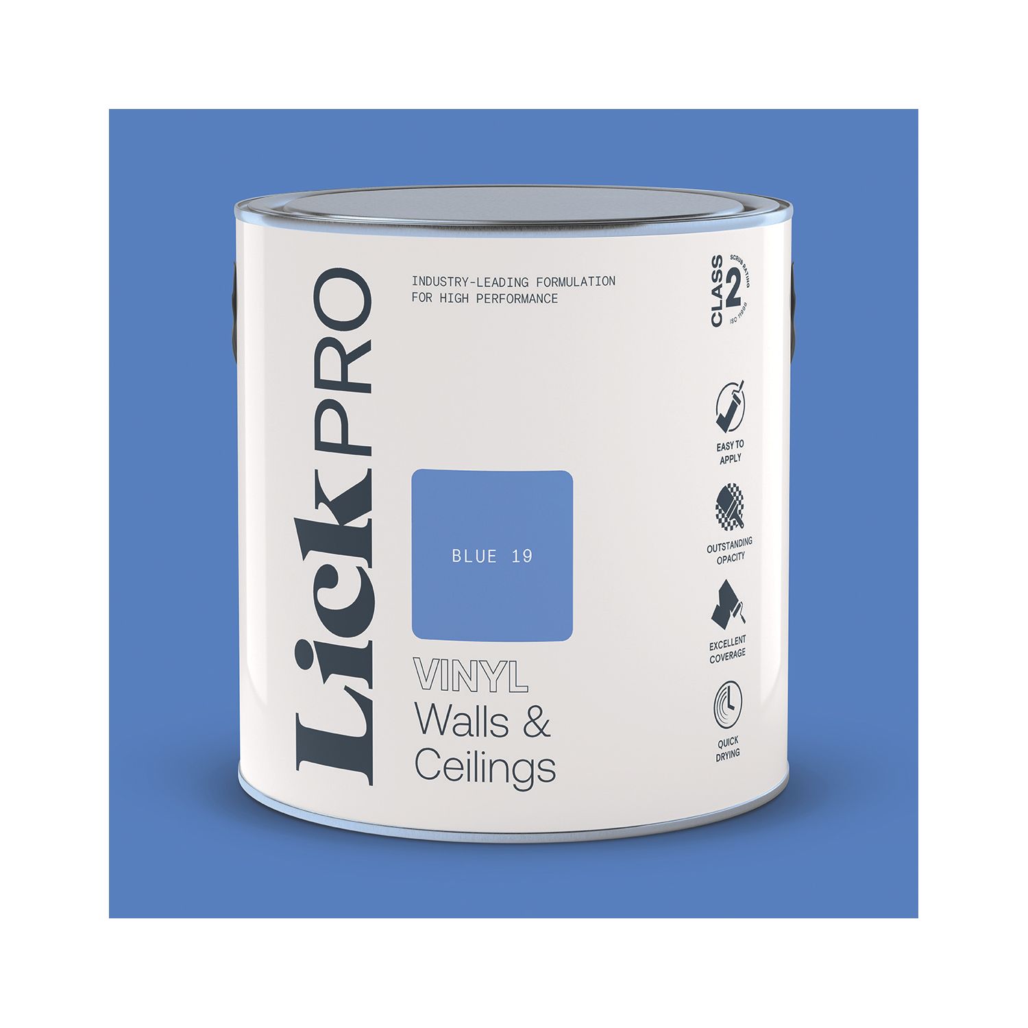 LickPro 2.5Ltr Blue 19 Vinyl Matt Emulsion Paint (527TM)