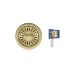 ETAL Sink Strainer Waste with Overflow Brushed Brass 90mm