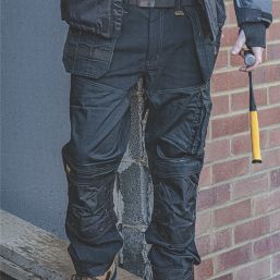 DEWALT Logan Pro-Stretch Work Trousers Black 32" W 31" L