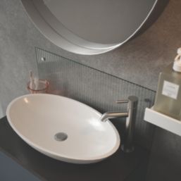 Splashback  Bathroom Splashback Fluted Clear with Brushed Chrome Caps 250mm x 600mm x 4mm