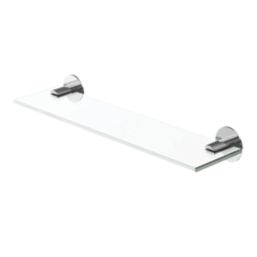 Swirl Caldew Chrome Stainless Steel, Tempered Glass & Zinc Alloy Bathroom Shelf 400mm x 107mm x 50mm