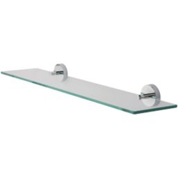 Croydex Pendle Chrome Zinc Alloy Flexi-Fix Glass Bathroom Shelf 590mm x 135mm x 54mm