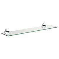 Croydex Pendle Chrome and clear toughened glass Zinc Alloy Flexi-Fix Pendle Glass Bathroom Shelf 590 x 135 x 54mm