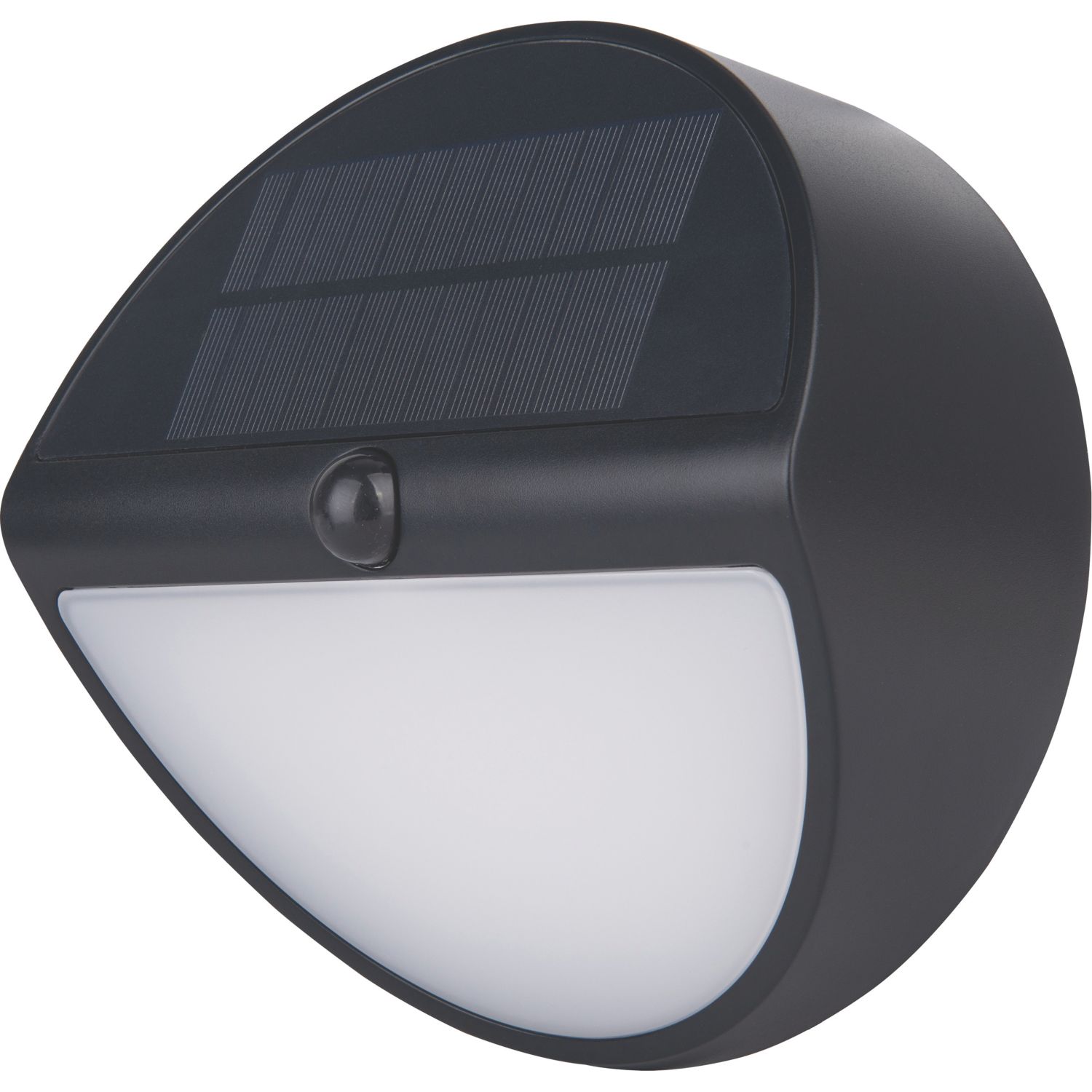 Luceco Carina Outdoor Round LED Solar-Powered Solar Bulkhead With PIR Sensor Black 500lm (528CL)