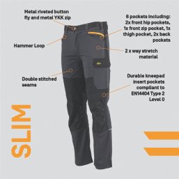 Site Allman Multi-Pocket Stretch Work Trousers Grey / Black 36" W 32" L