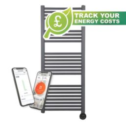 Masterplug 1320mm x 510mm 3412BTU Anthracite Flat Electric Towel Radiator