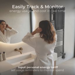 Masterplug 1320mm x 510mm 3412BTU Anthracite Flat Electric Towel Radiator