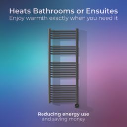 Masterplug 1320mm x 510mm 3412BTU Anthracite Flat Electric Towel Radiator