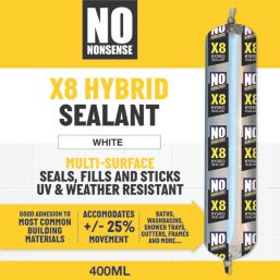 No Nonsense X8 Hybrid Sealant & Adhesive White 400ml