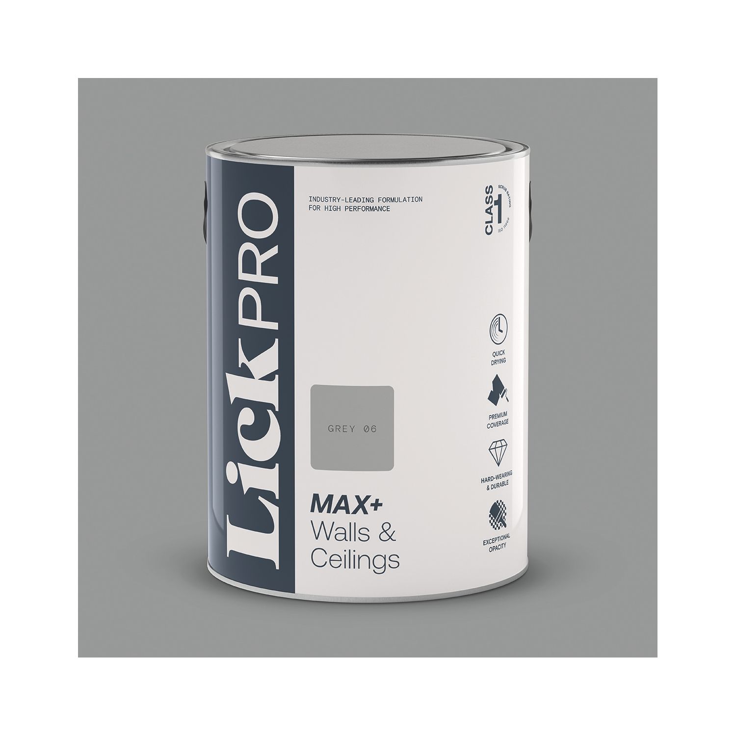 LickPro Max+ 5Ltr Grey 06 Eggshell Emulsion Paint (528JY)